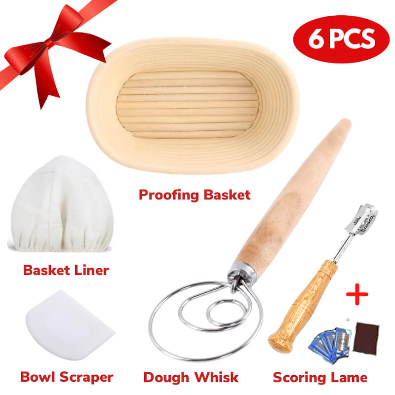 Oval Banneton/Brotform Handmade Unbleached Natural Cane Bread Baking Kit with Cloth Liner Oval Proofing Basket Set by Bread Story FREE Bread Baking Ebook 12x5.5 inch Course Discount Coupon