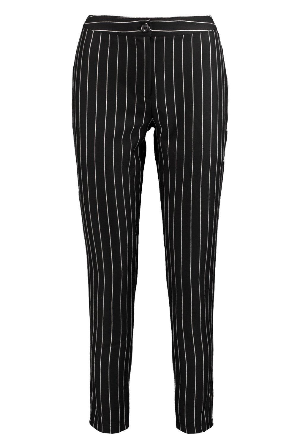 black pants with white stripes