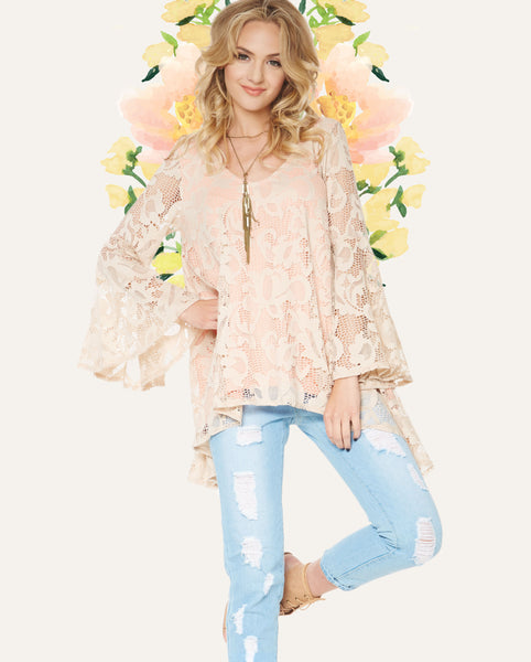 2tee Couture Spring 2016 Lookbook - Lauren Nude Lace Boho Top