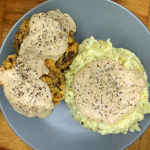 Country Fried Blended Hamburger Steaks with Cream Gravy 