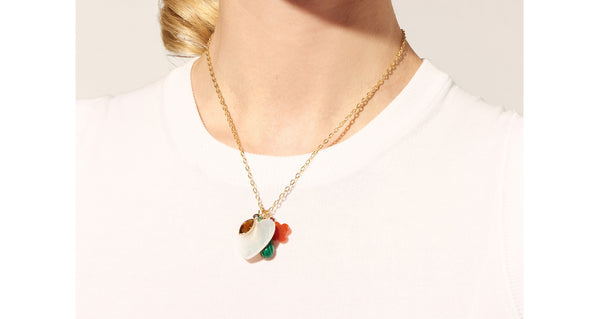 Red Agate Clover 14k Necklace Charm