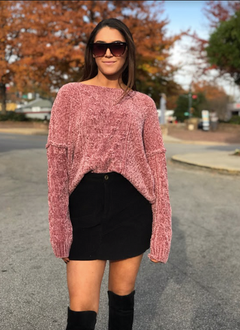 Classic Pink Chenille Sweater