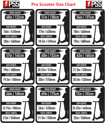 pro scooter size chart