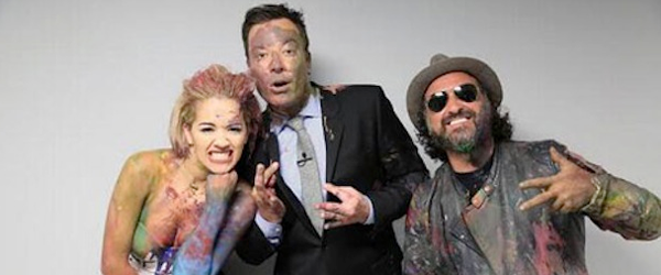 Rita Ora Provides a Pop Canvas for Mr Brainwash on 'Tonight Show' | Image