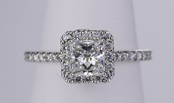 1 carat princess cut diamond ring with halo