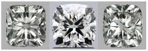 cushion cut diamonds with different length to width ratios