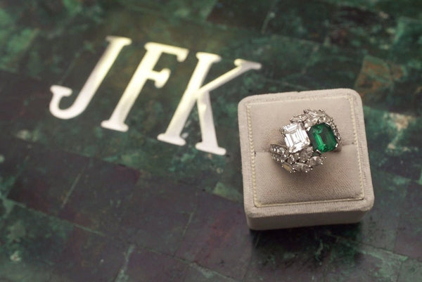 Jackie Kennedy's emerald and diamond engagement ring