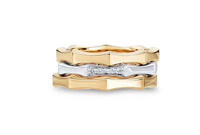 yellow and white gold stacking rings