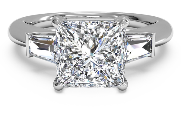 princess cut diamond engagement ring with baguette sidestones
