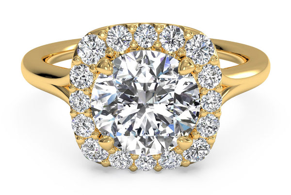 Yellow gold halo engagement ring 