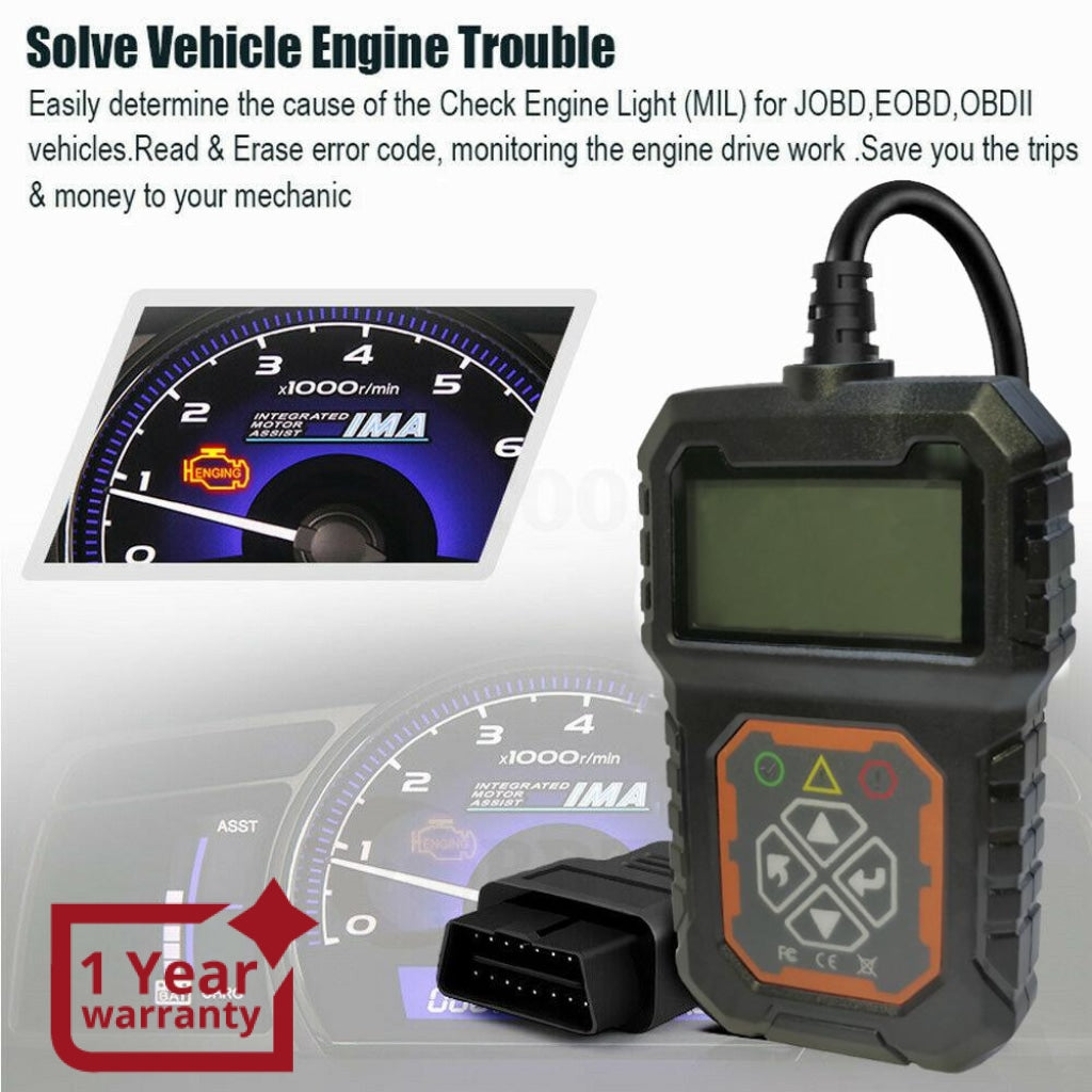 OBDII Scanner Jeep Car Fault Code Reader Diagnostic Tool Check Engine Light MIL 