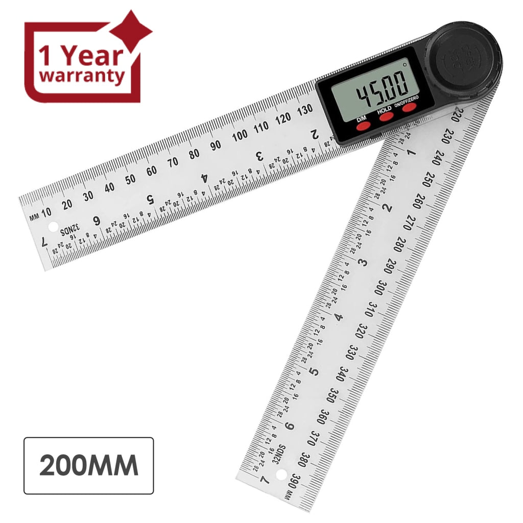 NEW QST 2 IN 1 Digital Angle Ruler 360 Degree 200mm Electronic Protractor Meter 