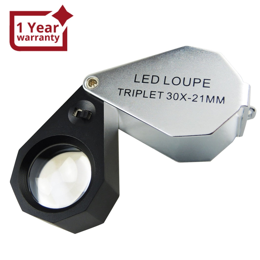Gm30 30x Jeweler Loupe Magnifier 6 Led Light 21mm Lens Gain