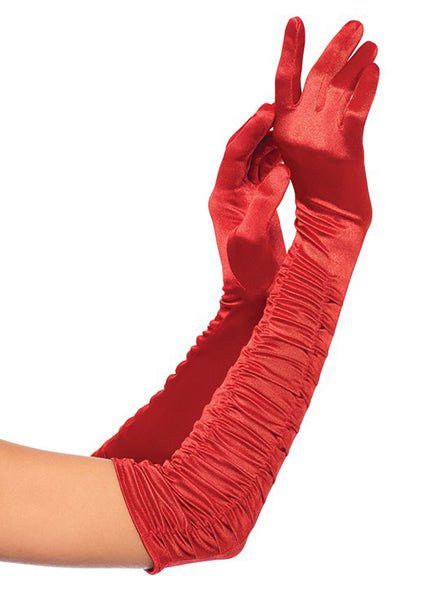 red satin gloves