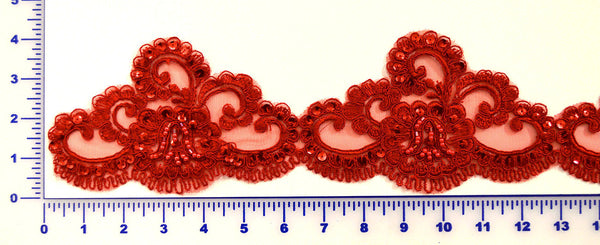 red lace trim