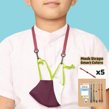 Offer: SchoolMaskPack™ Kids Mask Straps Set, Smart Colors, 5 Mask Lanyards for Kids