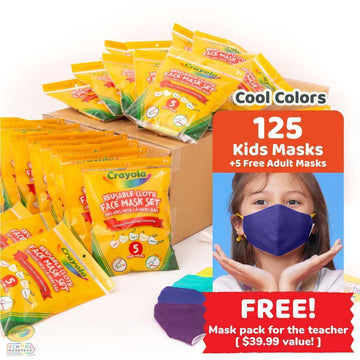 NSBA Classpack: 125 Crayola™ Kids Masks, Cool Colors, Bulk School Supplies, Size Small