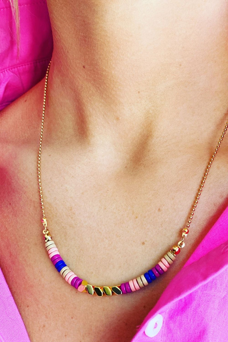 Poppy Faceted Gold Multi Necklace