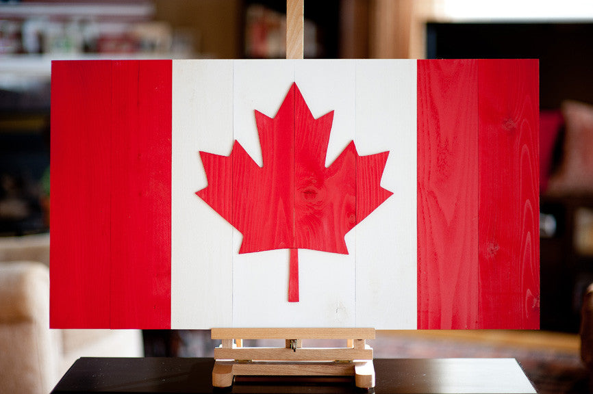 Wooden replica of the Maple Leaf flag