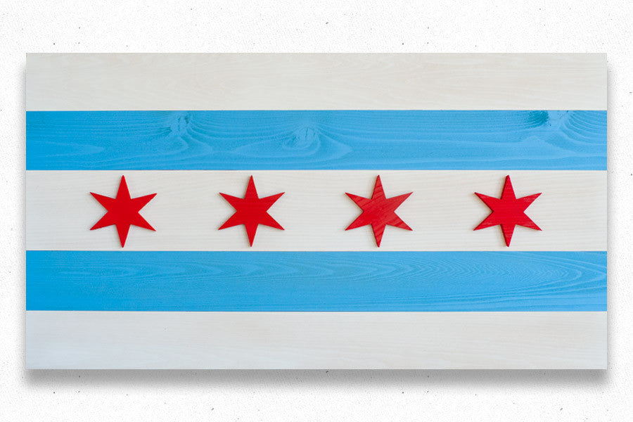 Wooden replica of the Chicago flag