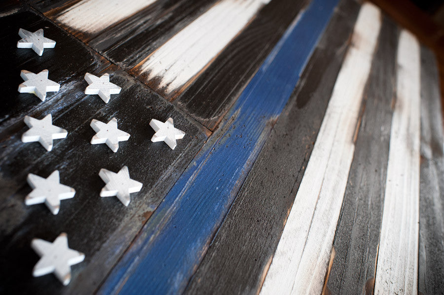 Wooden Thin Blue Line flag