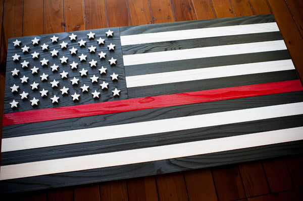 Thin Red Line Wood Flag – Patriot Wood