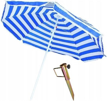 Blauw/wit gestreepte strand/camping parasol 165 cm grondpen/haring – SynxStore