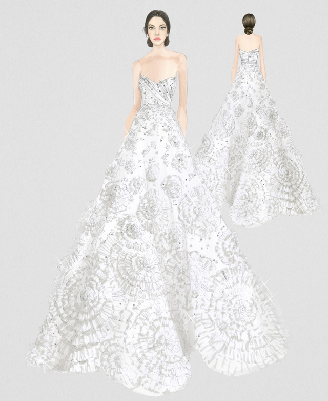 Ralph & Russo couture wedding dress sketch for Thassia Naves