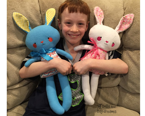 Bunny plush toys sewing and in the hoop patterns 