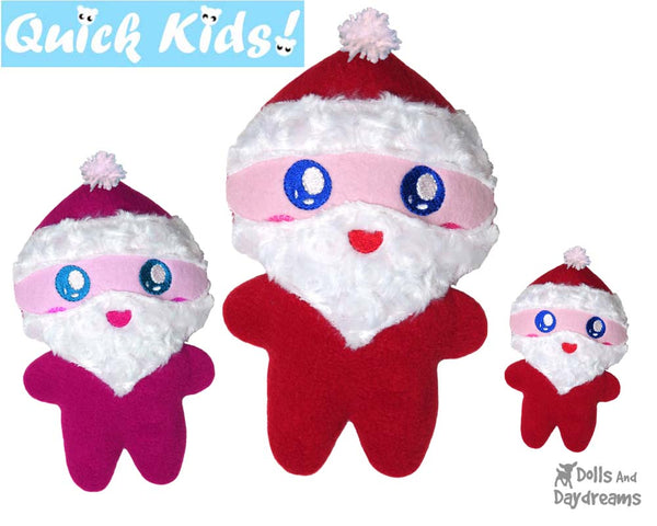 easy santa cloth doll sewing pattern and in the hoop embroidery pattern 