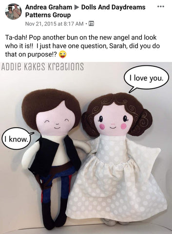 Star wars doll fan art patterns sewing and machine embroidery 