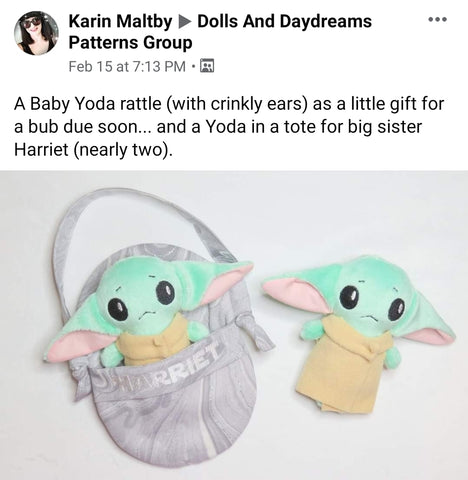 baby yoda Star wars doll fan art patterns sewing and machine embroidery