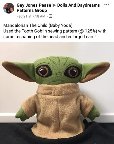 baby yoda Star wars doll fan art patterns sewing and machine embroidery