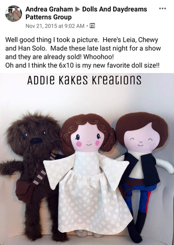 princess leia Star wars doll fan art patterns sewing and machine embroidery