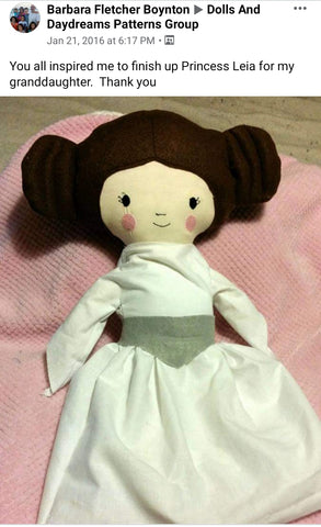 princess leia Star wars doll fan art patterns sewing and machine embroidery