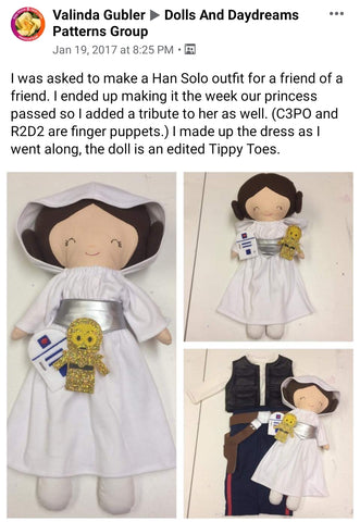 princess leia Star wars doll fan art patterns sewing and machine embroidery