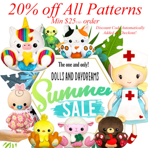 Summer Sale plush toy and doll patterns you'll love to sew