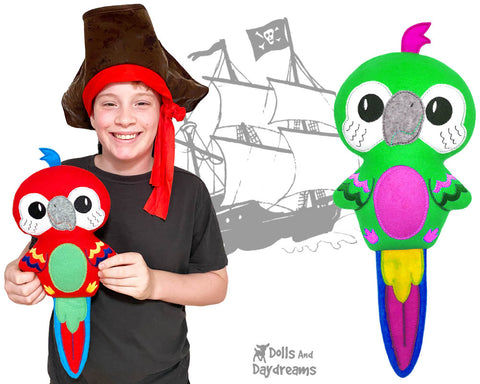 Pirate Parrot in the hoop machine Embroidery Patterns by Dolls And Daydreams