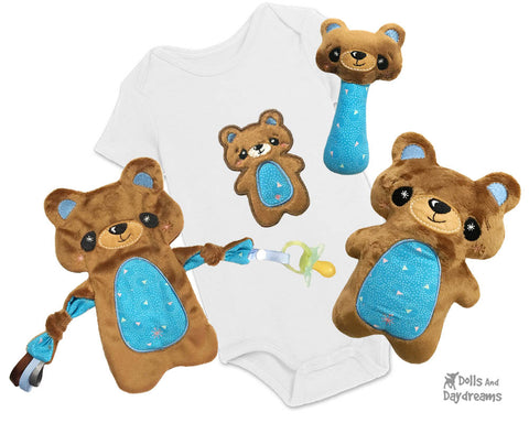 Baby’s 1st Plush Teddy Bear Snuggle in the hoop machine embroidery Pattern Sets 
