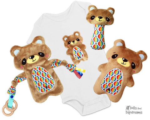Baby’s 1st Plush Teddy Bear Snuggle pdf sewing Pattern Sets 