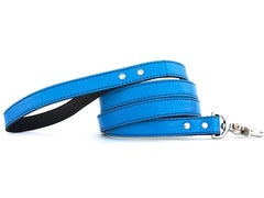 blue luxury leather dog leash