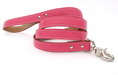 pink luxury leather dog leash