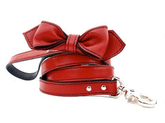 red bowtie leather dog leash