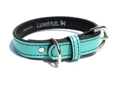 seafoam green luxury leather dog collar
