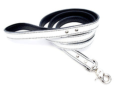 white luxury leather dog leash