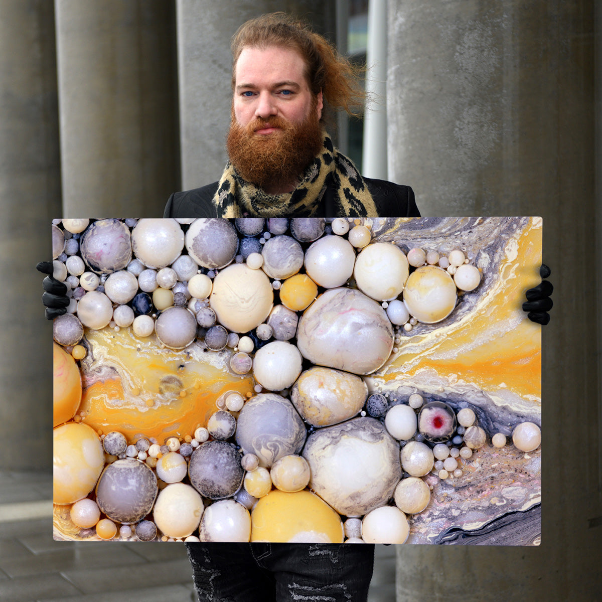 Seb Duke, The Big in the Small, holding art photo, "Dreaming of Silver and Gold"