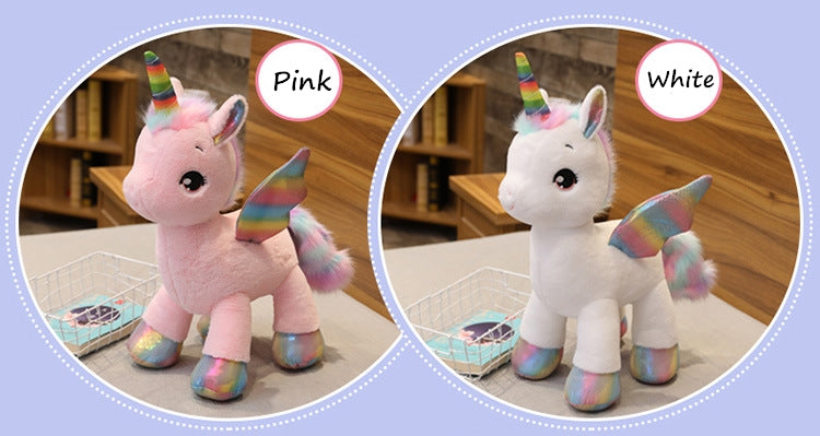 Pink Unicorn Stuffed Animal Plush sleeping unicorn toy Rainbow Wings 15 inch NEW 