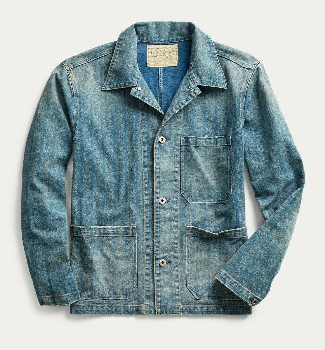 RRL Ralph Lauren Indigo Striped Twill Coat Jean Denim Jacket