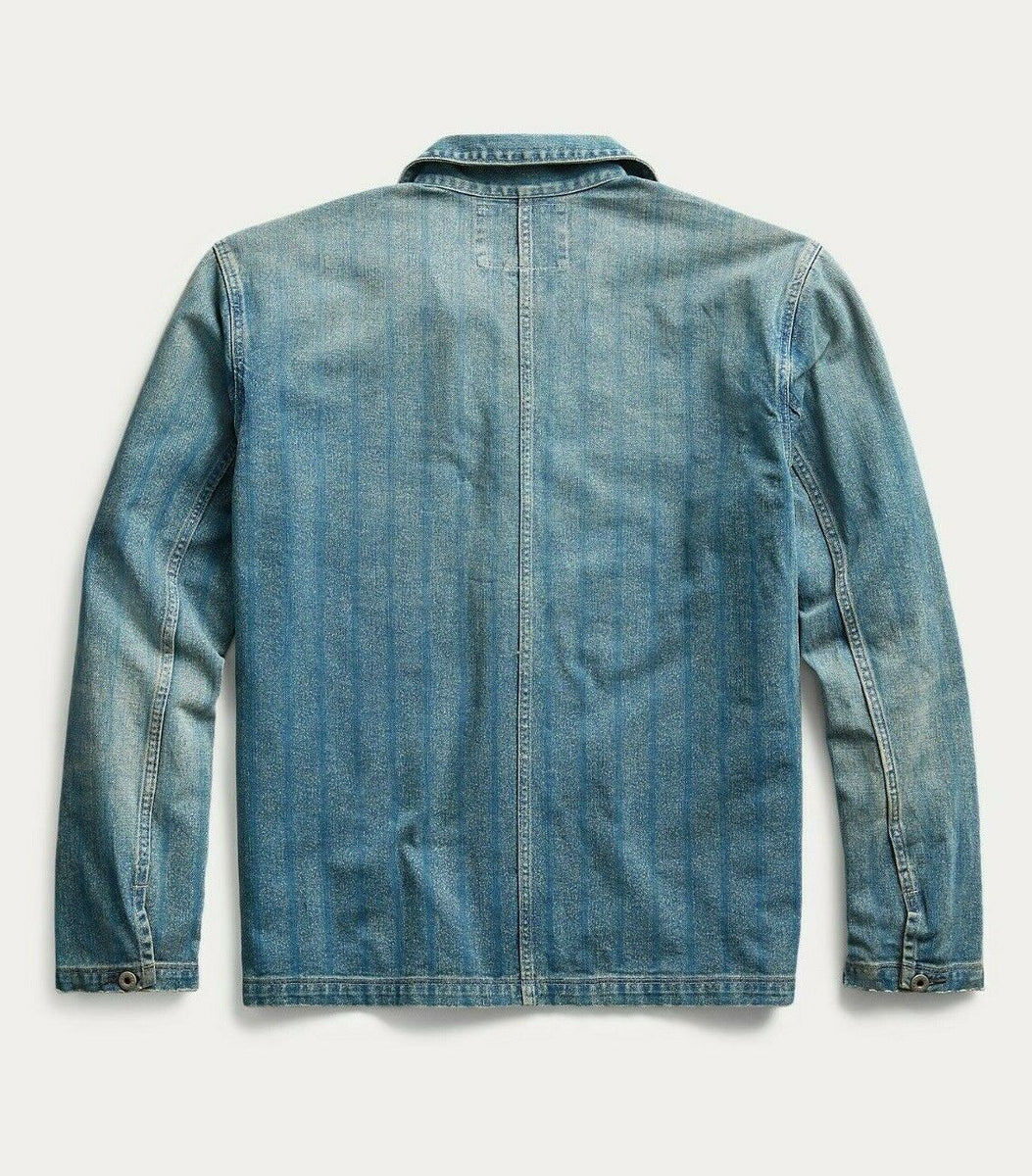 RRL Ralph Lauren Indigo Striped Twill Coat Jean Denim Jacket