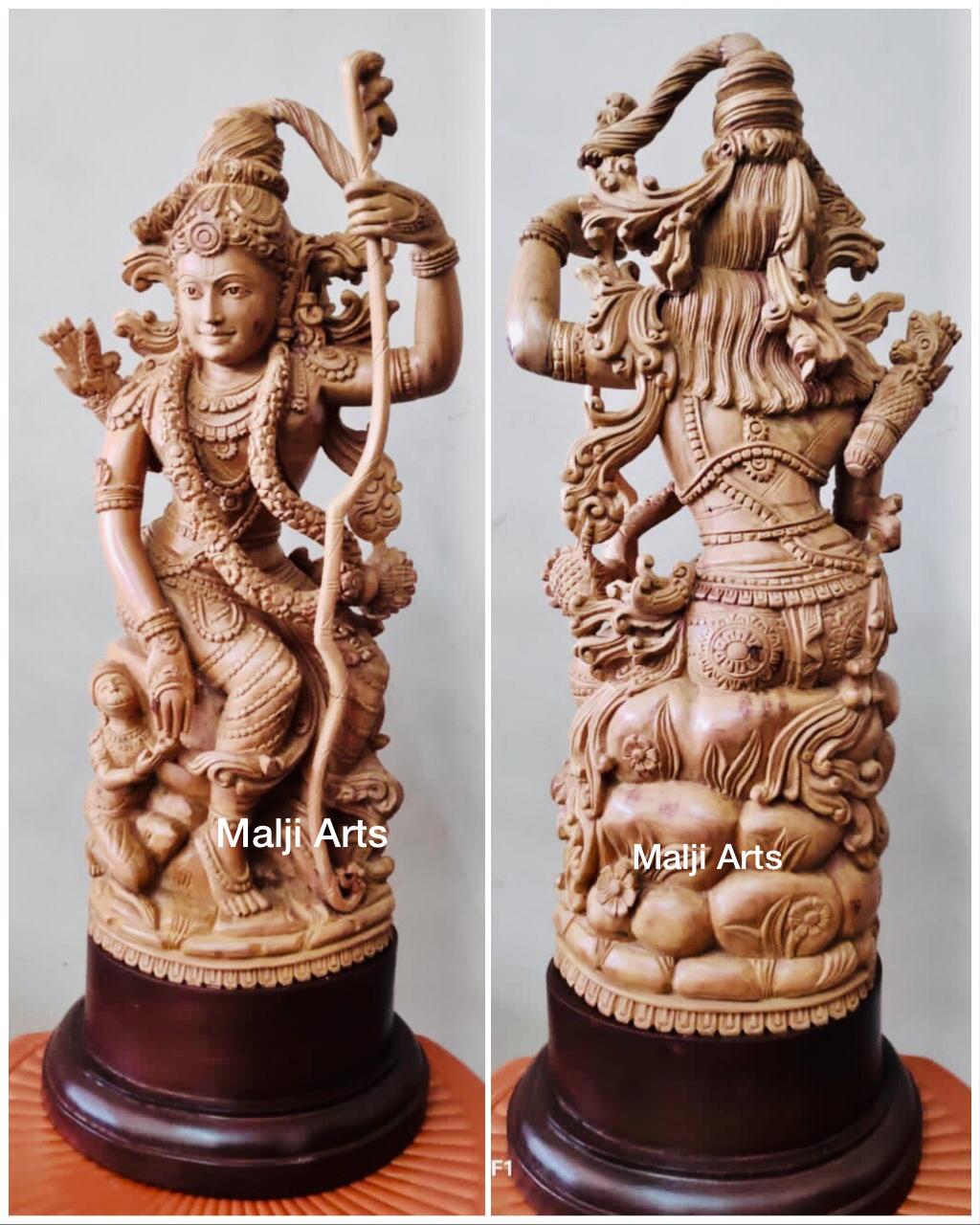 Sandalwood Lord Rama with Hanuman Quality Carving Statue – Malji Arts